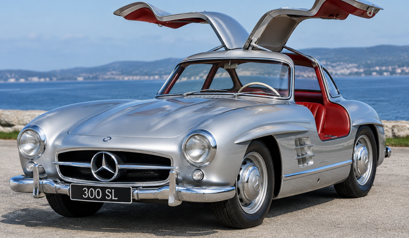 Silver Mercedes-Benz Gullwing